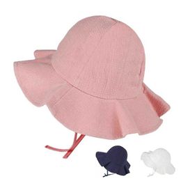 Caps Hats Summer Baby Bucket Hat Childrens Flower Panama Hat Outdoor Beach Sun Hat Cute Lace Princess Brim Childrens Hat WX