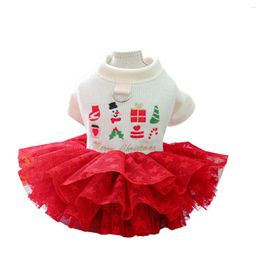 Dog Apparel Cartoon Christmas Clothes Winter Dress For Small Dogs Puppy Yorkie Costume Lace Tulle Tutu Skirt Princess Shirt