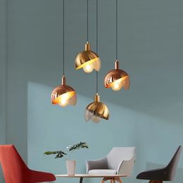 Barra nórdica de vidro de metal lâmpada simples decoração de pingente da sala de estar de jantar de jantar pendurado lâmpadas de cabeceira vuvri