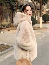 Women's Fur 2024 Otter Grass Coat Mid Length Korean Fashion Loose And Warm Hooded
