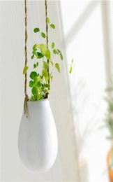 US Home Garden Balcony Ceramic Hanging Planter Flower Pot Plant Vase with Twine Little Bottle Home Decor203717838334737925