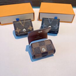Creativity Presbyopia Car Keychain Bluetooth Headset Cover Coin Purse Bag Pendant Charm Jewelry Keyring Holder Leather Flower Grid Designer Key Chain