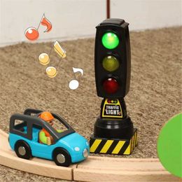 Diecast Model Cars Singing Traffic Light Toy Traffic Signal Model Road Signs Suitable for Brio Train K1MA WX