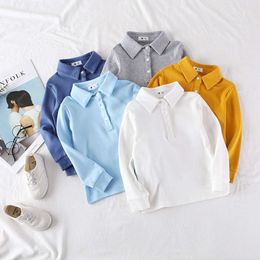 2022 Autumn Boys Polo Camisetas de manga comprida para crianças menino Bottom cor sólida Crianças moletons roupas de bebê L2405