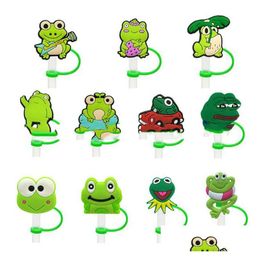 Drinking Straws Cartoon Animal Series St Er Sts Cap Soft Rubber Dust Plug Cute Party Decoration 10Mm Drop Delivery Dhm7F
