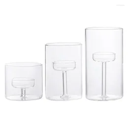 Candle Holders Transparent Glass Tea Round Light Holder Restaurant Wedding Table Top Tealight Home Party Decor Lamp