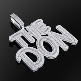 KRKC Design S Pure Sier Lab Diamond Letter Pendant Delicate Baguette Moissanite Private Customization Name Bridal Necklace