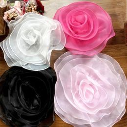 Brooches Handmade Rose Flower Patch Artificial Clothing Dress Neck Decoration 3D Corsage Brooch Accessories Organza Chest