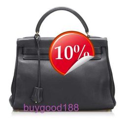 Top Ladies Designer eKolry Bag Togo Retourne 32 Black Leather Satchel