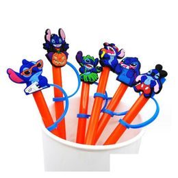 Drinking Straws New Styles Blue St Toppers Ers Charms Pvc Reusable Dust Plug Cartoon Decoration Accessories For Sts Drop Delivery Dhgjo