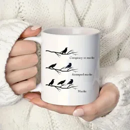 Mugs 11oz Ceramic Mug - Perfect For Coffee & Tea Lovers Humorous Double-Sided Design Ideal Gift Crow Enthusiasts