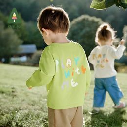 Пулвер Amila Baby футболка 2024 Spring New Pure Cotton Cold Color Baby Calce Cartoon Pattern Casual Childrens Topl240502