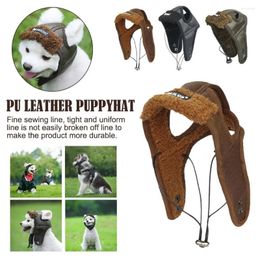 Dog Apparel Leather Puppy Winter Hat PU Cashmere Comfortable Cool Handsome Funny Cosplay Pet Christmas Gift Halloween