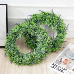 Decorative Flowers 43cm Begonia Wreath Artificial Flower Door Plant Pendant Emulation Wedding Props Christmas Decoration