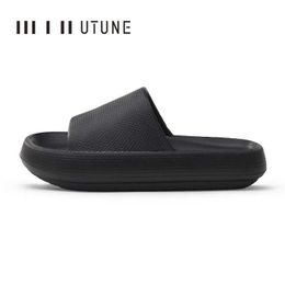 Slippers UTUNE large-sized mens platform shoes EVA soft indoor slider mens anti slip summer sandals womens bathroom shower Q240515