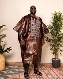 Ethnic Clothing Kaftan Elegant African Men's Set 3 Pieces Outfits Long Sleeve Tops And Pants Full Luxury Suit Wedding Men
