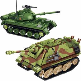 Blocks World War II German Army JAGDPANTER G1 Armoured Vehicle Type 59 Medium Tank Combat Brick Army Model Building Block Set Childrens Toys WX