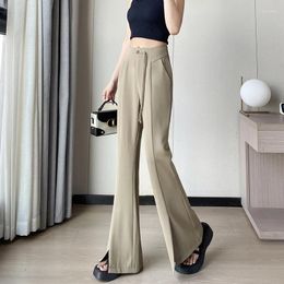 Women's Pants High Waist Suit Wide Leg Full Spring Summer Female Elegant Chinese Style Buttons Straight Loose Trousers 2024