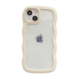 Soft Wavy Lines Phone Case For iphone 15 11 12 13 14 Pro Max XS MaxCandy Bumper Transparent Cases Cover Full Protect