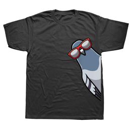 Men's T-Shirts Fun Pigeon T-shirt Summer Style Graphic Cotton Street Clothing Short Sleeve Birthday Gift Mens Wear Q240515