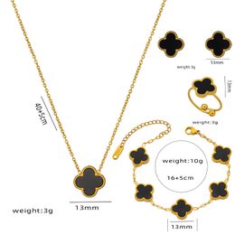 Gold Plated Necklaces chain Luxury Bracelet earrings Designer Necklace chains Flowers Four-leaf Clover Bracelets Pendant earring Party Jewelry three-piece set