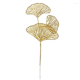 Decorative Flowers 1Pc Golden Artificial Plant Stems Eucalyptus Ginkg For Garden Wedding Bedroom Home Christmas Living Room Decor DIY