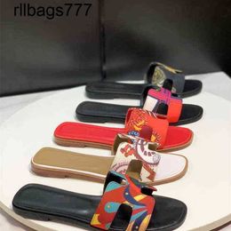 Original Luxury Slipper Oran Designer Slides Foreign Trade Tail Goods European and American Fabric Casual and Versatile in Summer Wear Outside Color Matching