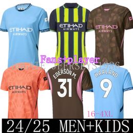 Kids 2023 2024 Haaland Futbol Kitleri Takipler Futbol Formaları 23 24 25 Grealish Sterling Mans Şehirleri Mahrez De Bruyne Foden Boys kalecisi Footbal Kit Erkekler Gundogan