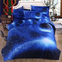 Bedding Sets 3D Blue Sky Bed Sheet Set Pillowcase Planet Polyester/Cotton Duvet Cover Linen Galaxy Covers
