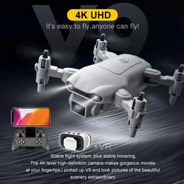 Drones V9 Easy to Fly Folding Four Helicopters Remote FPV Mini Drone VR 4k Wide Angle Camera RC Helicopter Drone Toys Free Return B240516