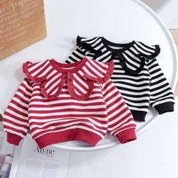 2022 Autumn Girls koszule Stripe Bluzka dla dzieci Dzieci z długim rękawem Bluza Bluza maluchowa odzież dziecięca Ubrania 1-6 years L2405