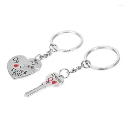 Party Favor Matching Keychains For Couples Alloy Heart Shape Key Design 1 Pair Creative Bag Pendants Chains I Love You