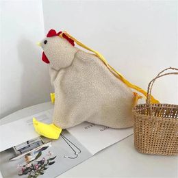 Storage Bags Fashion Women Hen Shape Plush Bag Crossbody Purse Cute Cartoon Chicken Shoulder Large-capacity Travel Satchel Handbag