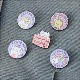 Pins, Brooches Enamel Round Cat Purple Color Pin For Women Fashion Dress Coat Shirt Demin Metal Funny Brooch Pins Badges Promotion Gi Dh0Xj