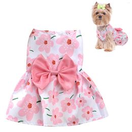 Dog Apparel Bowknot Dress Hawaiian Daisy Puppy Dresses For Small Medium Dogs Cute Summer Cat Clothing Chihuahua Yorkie X-Small