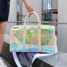 10A Fashion Women Short Luggage Bag Transparent Sports Fitness Shiny For Men Bag Distance Colourful Bag Business Travel And Large Capaci Cbdv