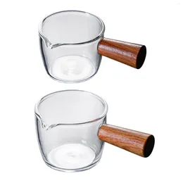 Cups Saucers Clear Coffee Cup Milk Accessories With Wooden Handle Sauce Pitcher Spout Design For Kitchen Office Tabletop Cappuccino