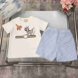 Top Summer baby Tracksuit KIds designer Clothes Child Sets Size 100-150 CM 2pcs Cartoon printed T-shirt and logo printed shorts June19