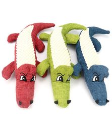 Linen Plush Crocodile Pet Dog Toy Chew Squeaky Noise Toy Tough Interactive Doll Cleaning Teeth Supplies JK2012XB4237587