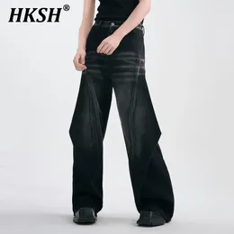 Men's Jeans HKSH Spring Summer Washing Vintage Wide Leg Loose Flare Denim Pants Women Tide Punk Fashion Niceh Design HK1289