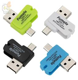 2in1 Universal Card Reader Mobile phone PC card reader Micro USB OTG Card Reader OTG TF SD flash memory good quality android otg8481427