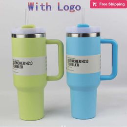 40 Oz Tumbler with Handle Lid and Straw Insulated Stainless Steel Termos Dupe Travel Mug Iced Cof stanliness standliness stanleiness standleiness staneliness 9JIY