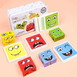 Other Toys Childrens expression game wooden block facial change board cartoon puzzle toy Montessori thinking challenge game S245163 S245163