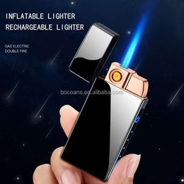 Th719 Creative Gas Unfilled Electric Dual Purpose Lighter Direct Flame Tungsten Wire Cigarette Lighter Personalised Metal Lighter