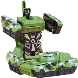 Transformation toys Robots 4 colors mini military tank transformation robot toy car for boys to impact conversion vehicle tank model childrens learning toy WX