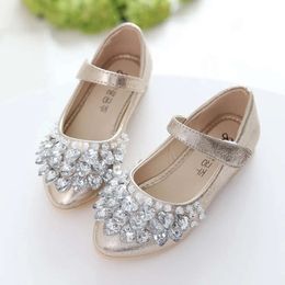 Girls Leather for Party Wedding Kids Flats Performance Fashion Children's Crystal Shiny Princess Shoes Sweet Hot L2405 L2405