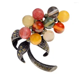 Brooches CINDY XIANG Colorful Natural Stone Flower For Women Vintage Fashion Winter Pin 3 Colors Available Good Gift
