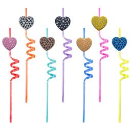 Drinking Sts Spotted Love Themed Crazy Cartoon Party Supplies For Favours Decorations Christmas Kids Plastic St Girls Reusable Drop Del Otyi1