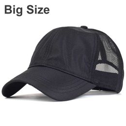 Ball Caps Big Size Mesh Baseball Cap Summer Breathable Men Women Dad Hat Adjustable Trucker Style Low Profile Outdoor Caps B240516