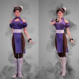 Action Toy Figures NRTOYS NRTOYS35 1/6 Scale Kung Fu Girl Chunli Head Sculpture Clothing Handparts Model Suitable for 12 inch Action Character Body Doll S2451536